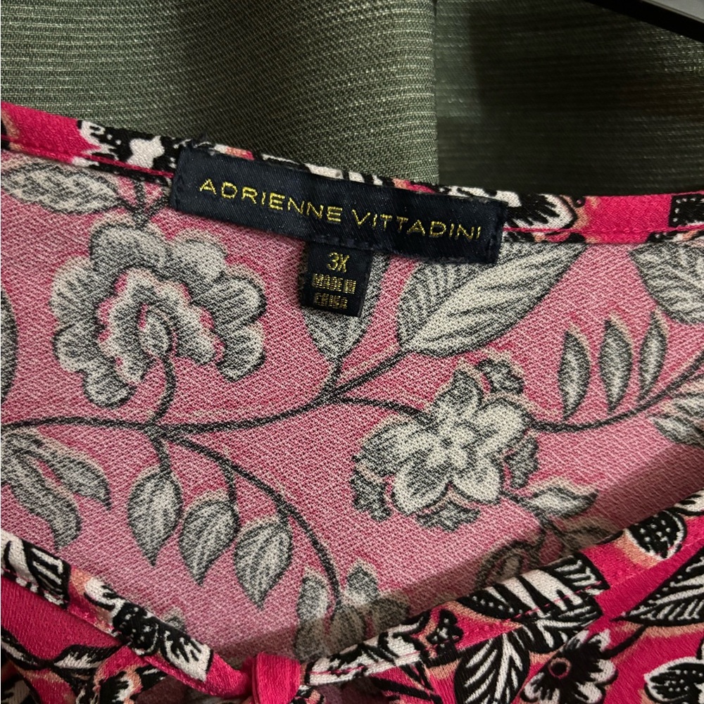 Adrienne Vittadini Vibrant Pink Floral Blouse - Picture 2 of 4